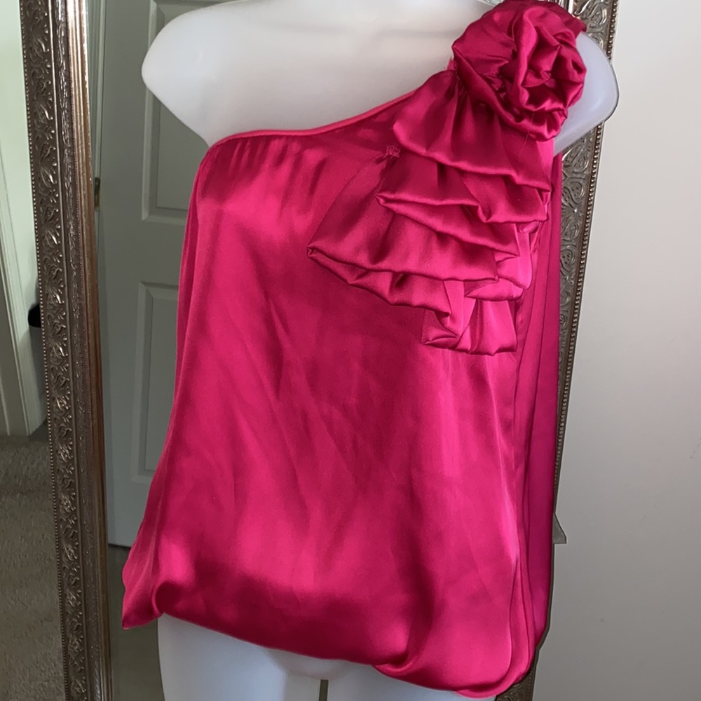 Jewel Tone Top Blouse ruffle one shoulder blouse